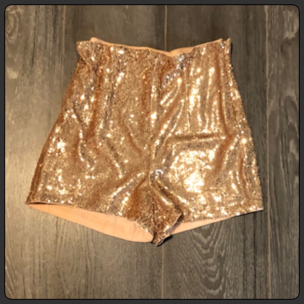 Rose Gold Sequence High Waist Cutie Booty Shorts
